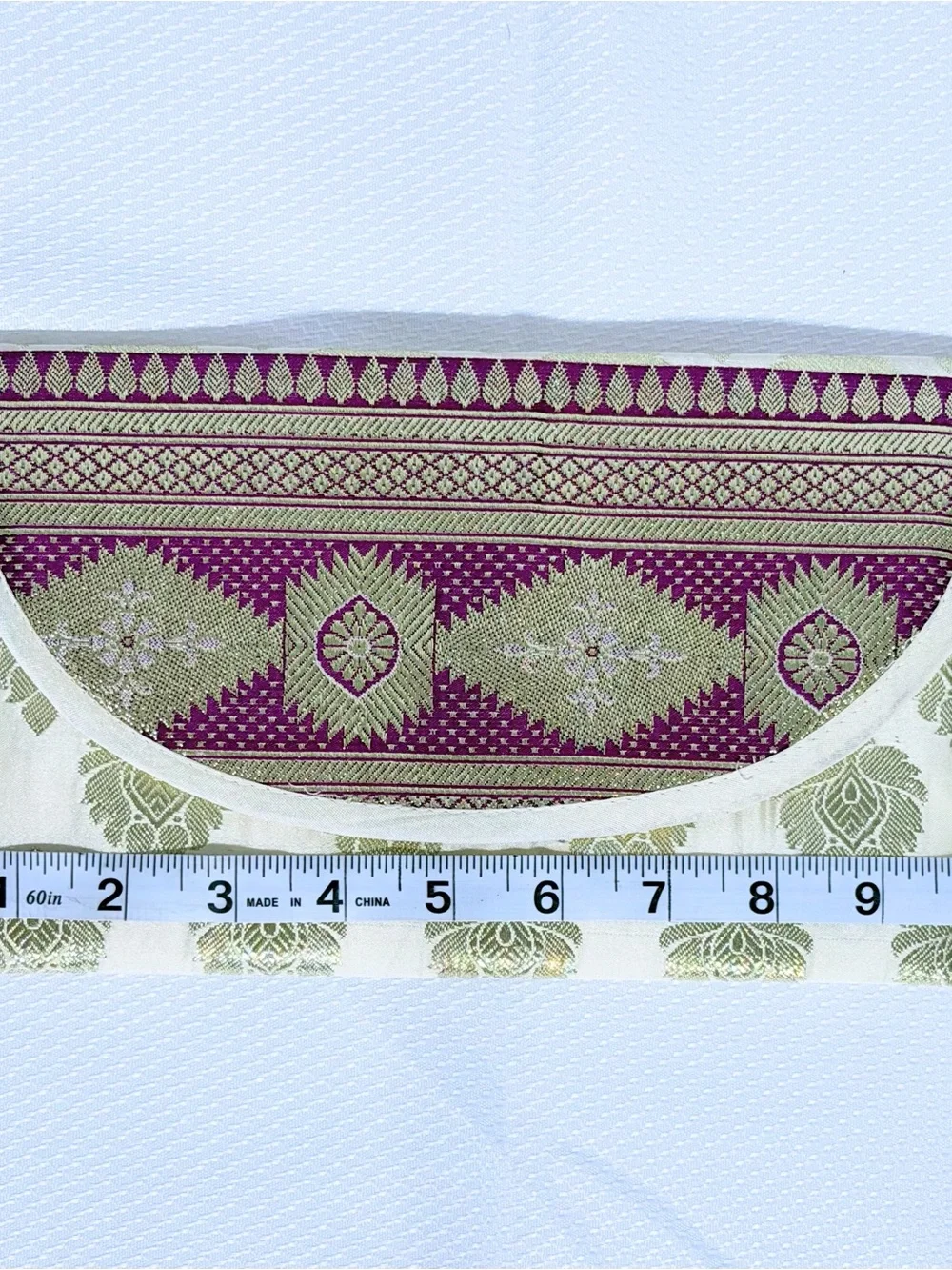 Elegant Cream,Purple & Gold Brocade Clutch Bag